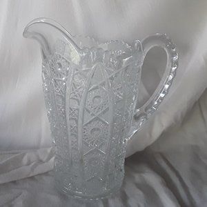 Vintage Cut Glass Pitcher 8 Inches